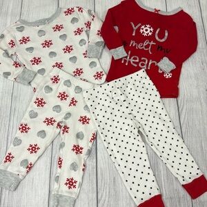 Koala Kids Baby Girls 4pc Hearts and Snowflakes Coordinating Sleepwear S…